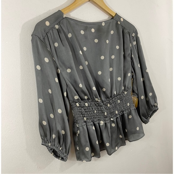 RYEGRASS Tops - RYEGRASS Gray Dots Women’s Blouse New With Tags Size: XS